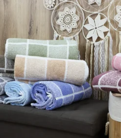 Set van 2 katoenen geruite washandjes 15x21 cm