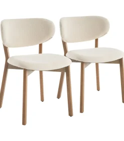 Set van 2 stoelen AURA beige lusstof en licht hout