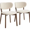 Set van 2 stoelen AURA in donker hout en beige boucle stof