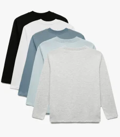 Set van 5 T-shirts Lange Mouwen Ronde Hals