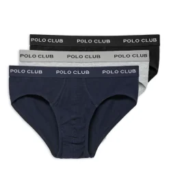 Set van drie slips, zwart, grijs en marineblauw, met Polo Club-detail