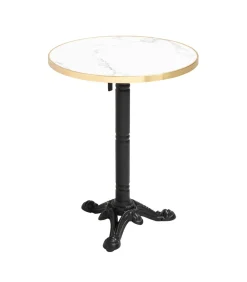 Set van wit marmeren terrastafel en 2 groene stoelen