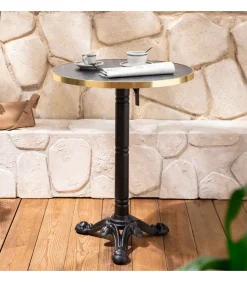 Set van zwart marmeren verstelbare terrastafel en 2 groene stoelen