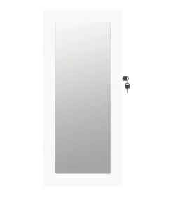 Sieradenkast met spiegel wandgemonteerd 30x8,5x67 cm wit