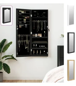 Sieradenkast met spiegel wandgemonteerd 37,5x10x106 cm