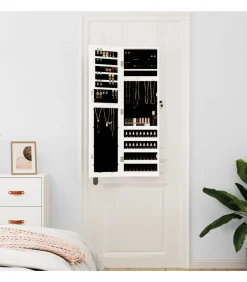 Sieradenkast met spiegel wandgemonteerd 30x8,5x106 cm wit