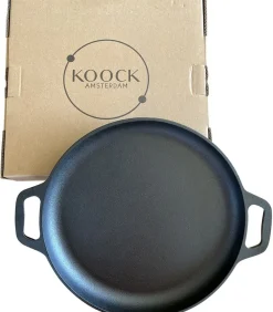 Skillet gietijzer - koekenpan - PFAS vrij - 32cm - zonder steel - Paellapan - BBQ accessoires - Geschikt voor Green Egg