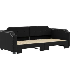 Slaapbank met onderschuifbed 100x200 cm stof zwart