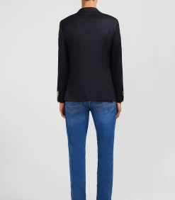 Slanke fit marineblauw 100% wollen blazer