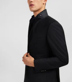 Slanke fit zwart 100% wollen blazer