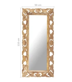 Spiegel handgesneden 110x50 cm massief mangohout bruin