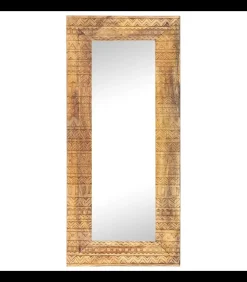 Spiegel handgesneden 110x50x2,5 cm massief mangohout