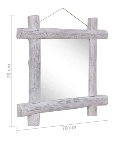 Spiegel houtblokken 70x70 cm massief gerecycled hout