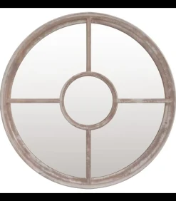 Spiegel rond 40x4 cm ijzer zandkleurig