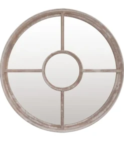 Spiegel rond 60x4 cm ijzer zandkleurig