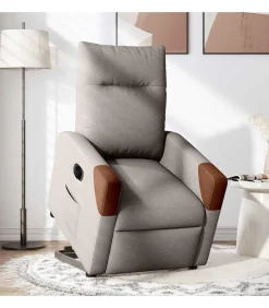 Sta-op-stoel elektrisch verstelbaar stof taupe