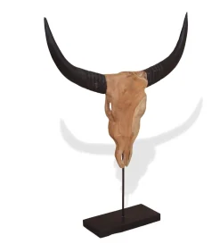 Stierenbeeld 66x15x88 cm teakhout