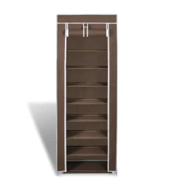 Stoffen schoenenrek met hoes 162 x 57 x 29 cm bruin