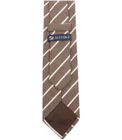 Stropdas Linnen Streep Bruin