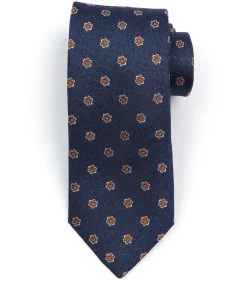 Stropdas Zijde Flower Navy