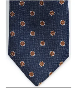 Stropdas Zijde Flower Navy