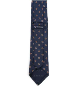 Stropdas Zijde Flower Navy