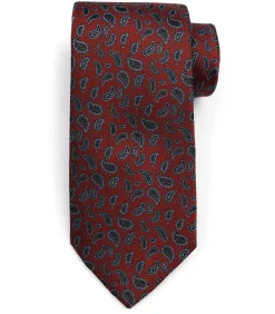 Stropdas Zijde Paisley Bordeaux