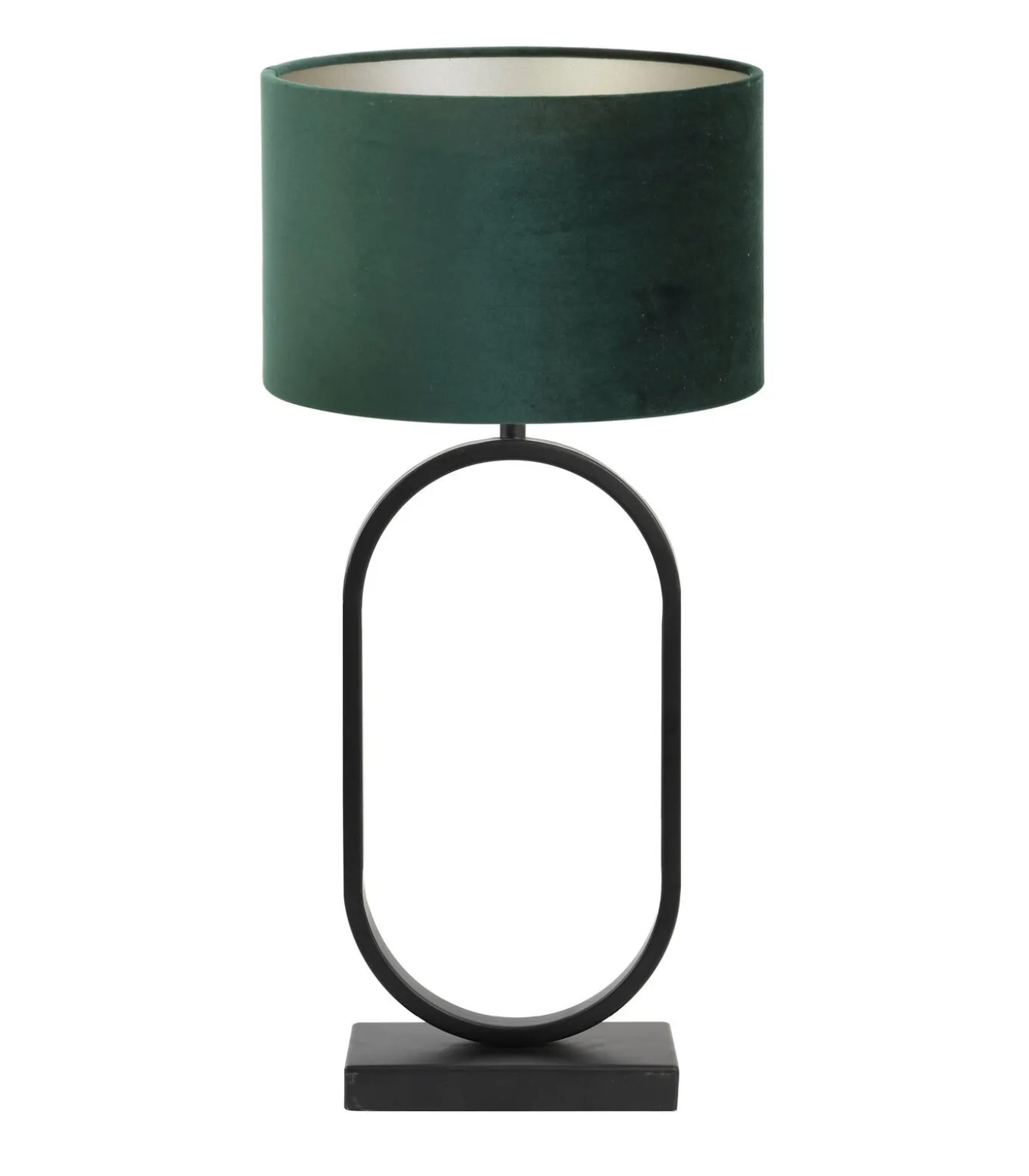 Tafellamp Jamiri/Velours - Zwart/Donkergroen - Ø30x67cm