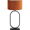 Tafellamp Jamiri/Velours - Zwart/Terra - Ø30x67cm