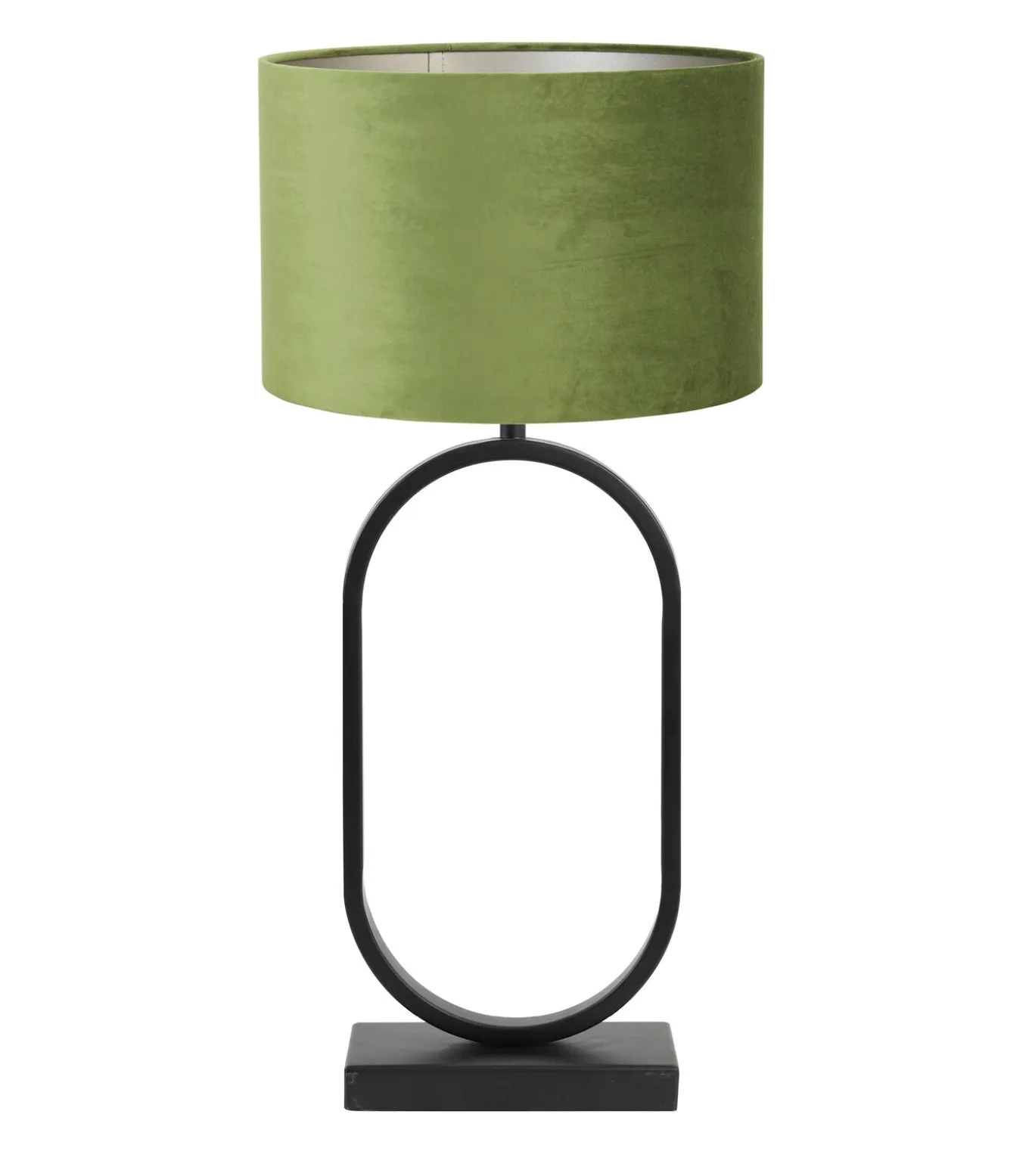 Tafellamp Jamiri/Velours - Zwart/Olijfgroen - Ø30x67cm