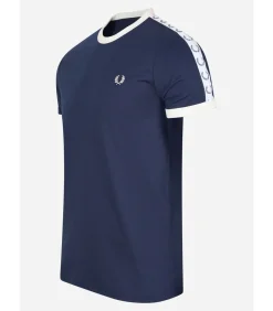 Taped ringer t-shirt - carbon blue