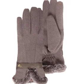 Taupe suède handschoenen voor dames