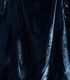 Top van petrolblauwe fluweel met lange mouwen