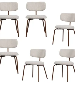 Travis Eetkamerstoelen - Polyester - Off White - Set van 6