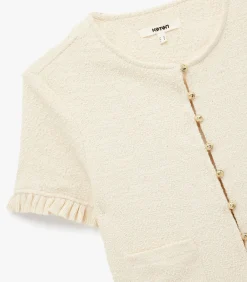 Trui Korte Mouwen Ronde Hals Ruches