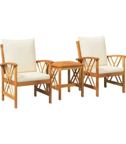 Tuinbank Set met kussen 3 pcs Bruin Massief acaciahout