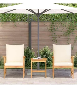 Tuinbank Set met kussen 3 pcs Bruin Massief acaciahout