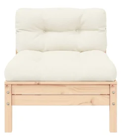Tuinbank 2-zits met crèmekleurige kussens massief grenenhout