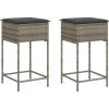 Tuinbarkrukken met kussens 2 st poly rattan grijs