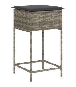 Tuinbarkrukken met kussens 2 st poly rattan grijs