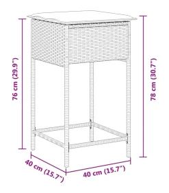 Tuinbarkrukken met kussens 2 st poly rattan grijs