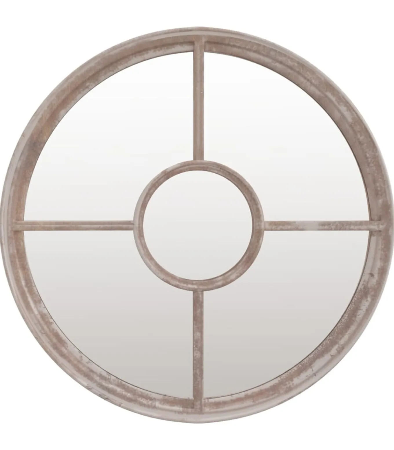 Tuinspiegel rond 60x4 cm ijzer zandkleurig