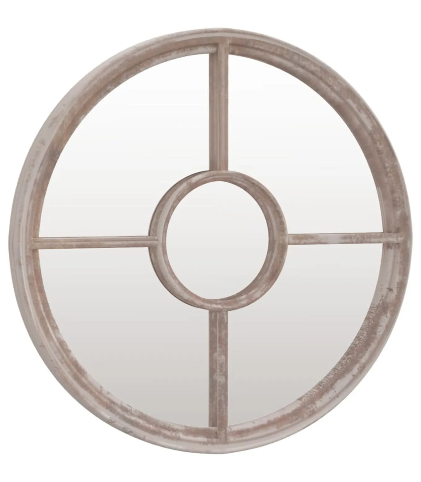 Tuinspiegel rond 60x4 cm ijzer zandkleurig