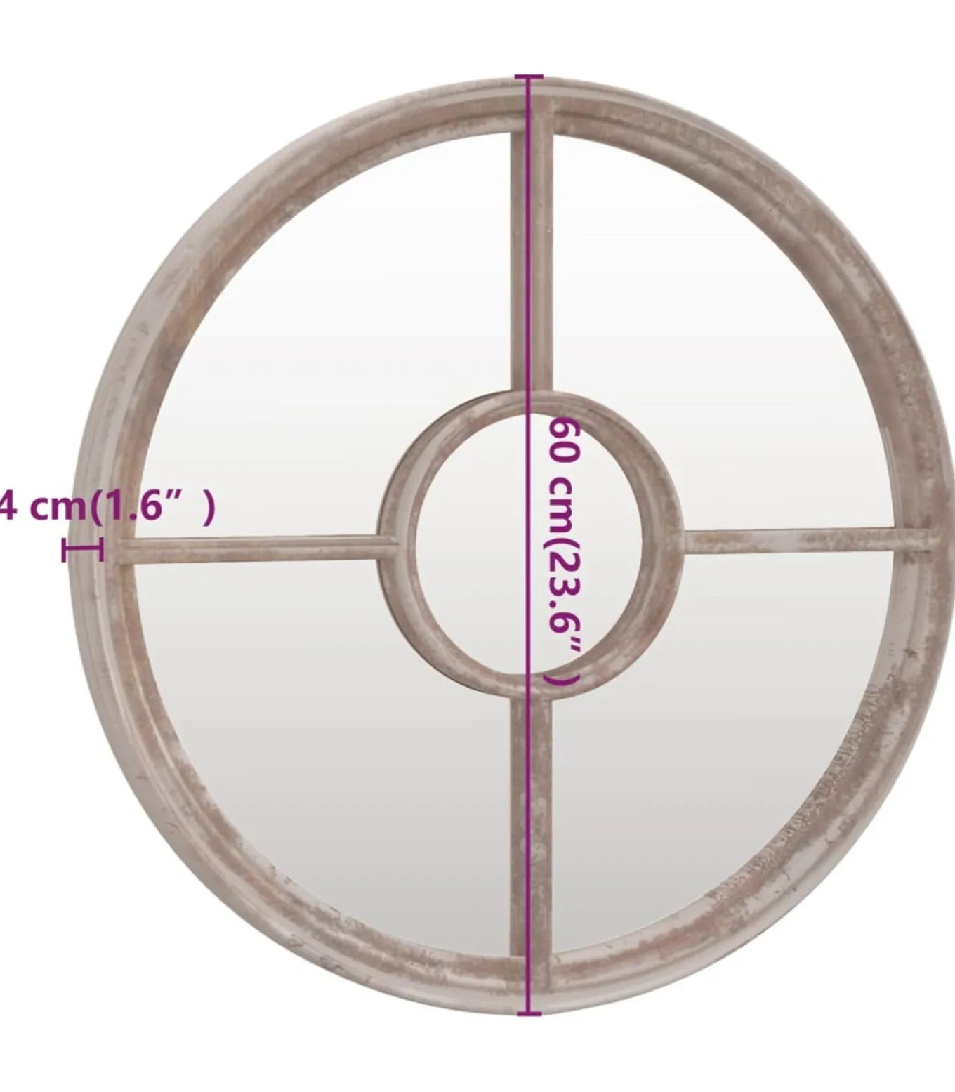 Tuinspiegel rond 60x4 cm ijzer zandkleurig