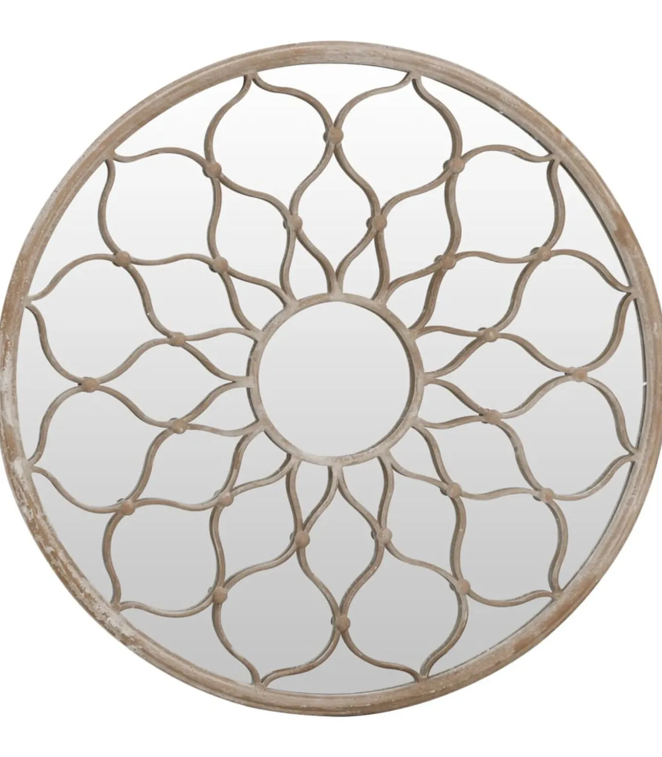 Tuinspiegel rond 60x3 cm ijzer zandkleurig