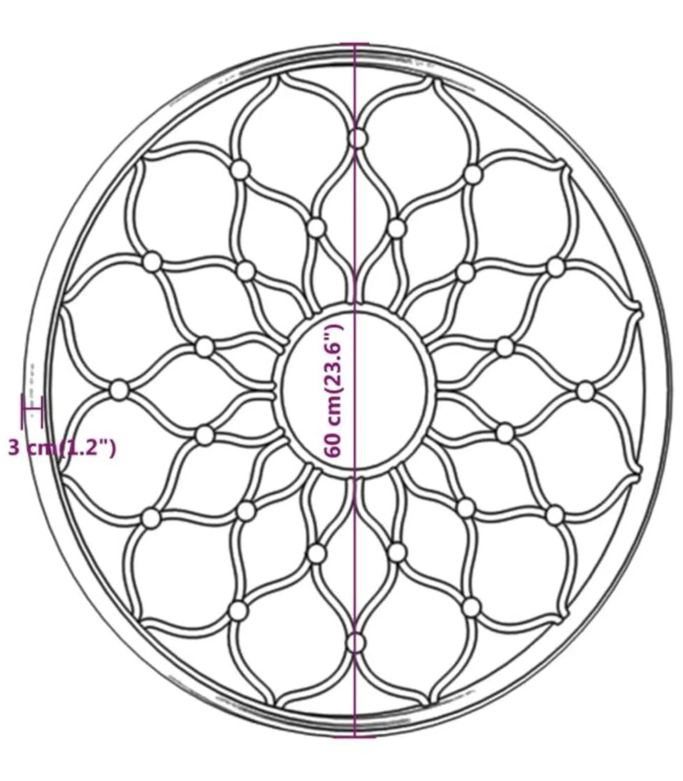 Tuinspiegel rond 60x3 cm ijzer zandkleurig