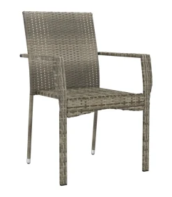 Tuinstoelen 2 st met kussens poly rattan grijs