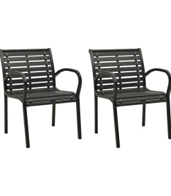 Tuinstoelen 2 st staal en HKC zwart