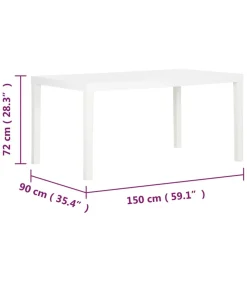 Tuintafel 150x90x72 cm polypropeen wit