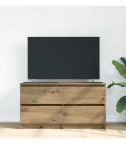 Tv-meubel 100x35x54 cm bewerkt hout artisanaal eikenkleurig